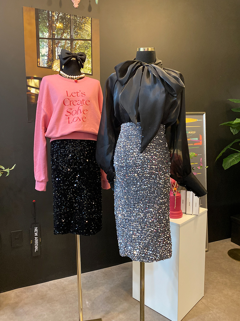 샤이니 블링블링 h라인 트임 스팽글 시퀸 스커트