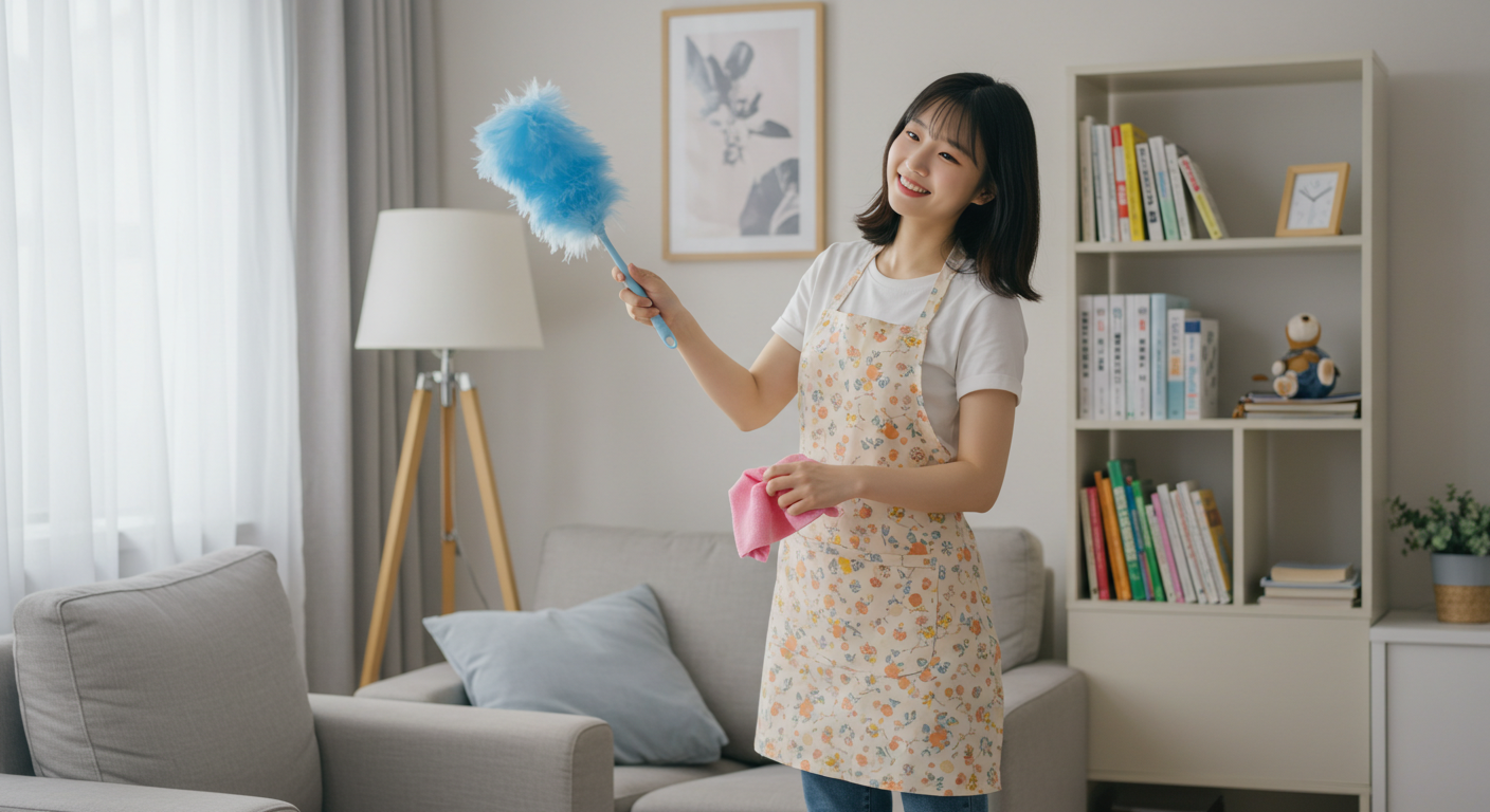 집안일을 하고 있는 사람