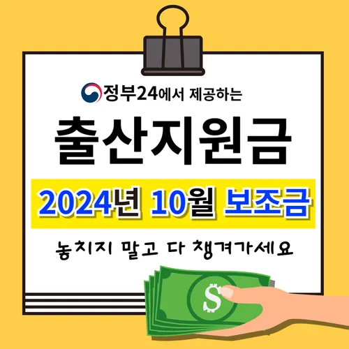 정부24 - 출산 지원금 -2024년 10월