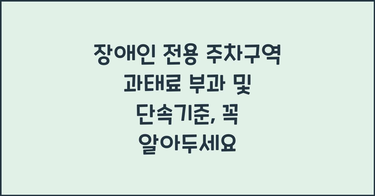 장애인 전용 주차구역 과태료 부과 및 단속기준