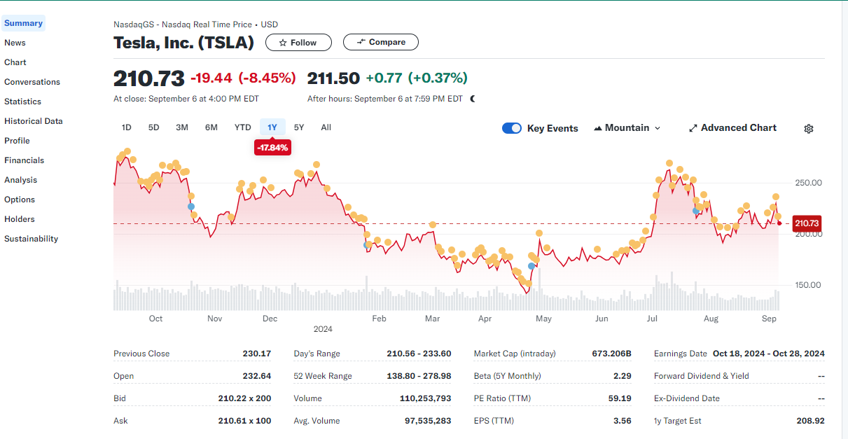 tsla 현재가 확인