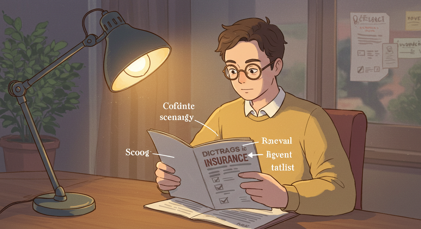 계약 전 확인사항을 살펴보는 남성 일러스트