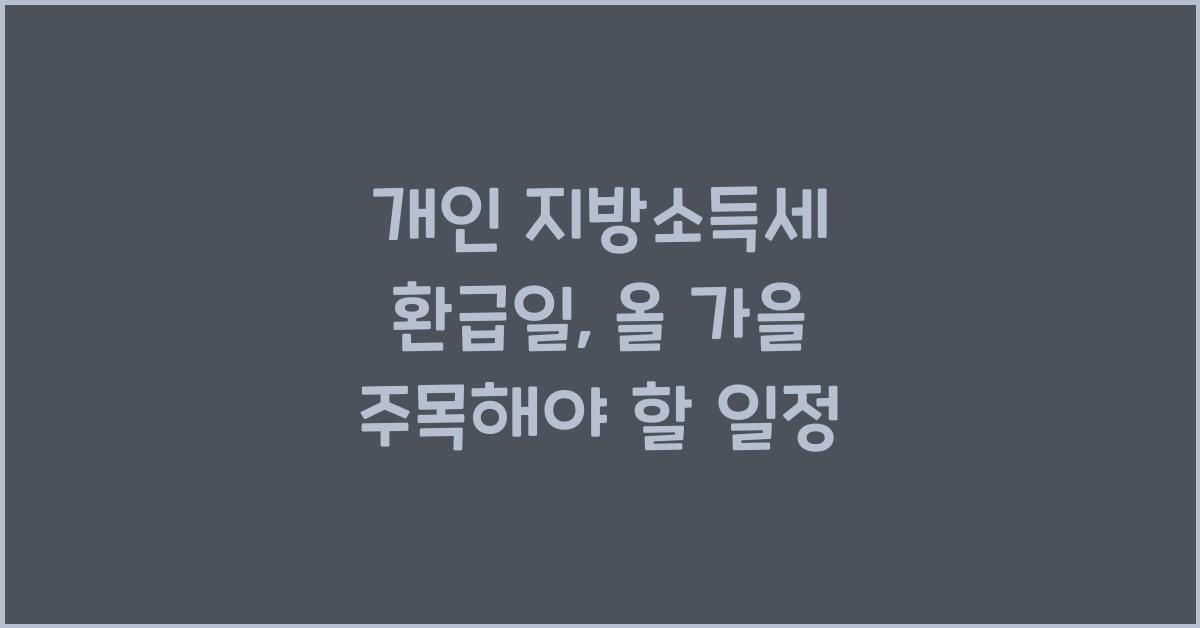 개인 지방소득세 환급일