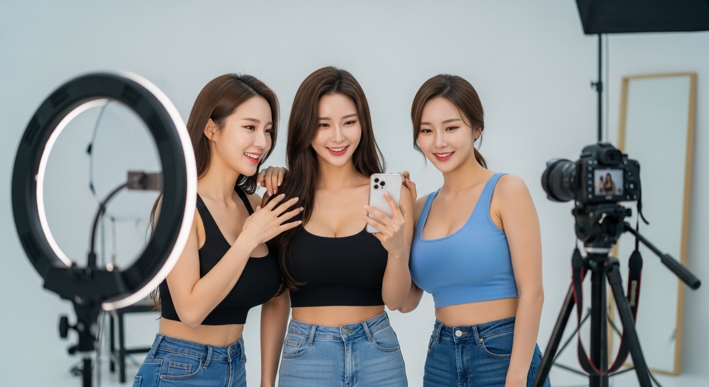 촬영하는 여자들