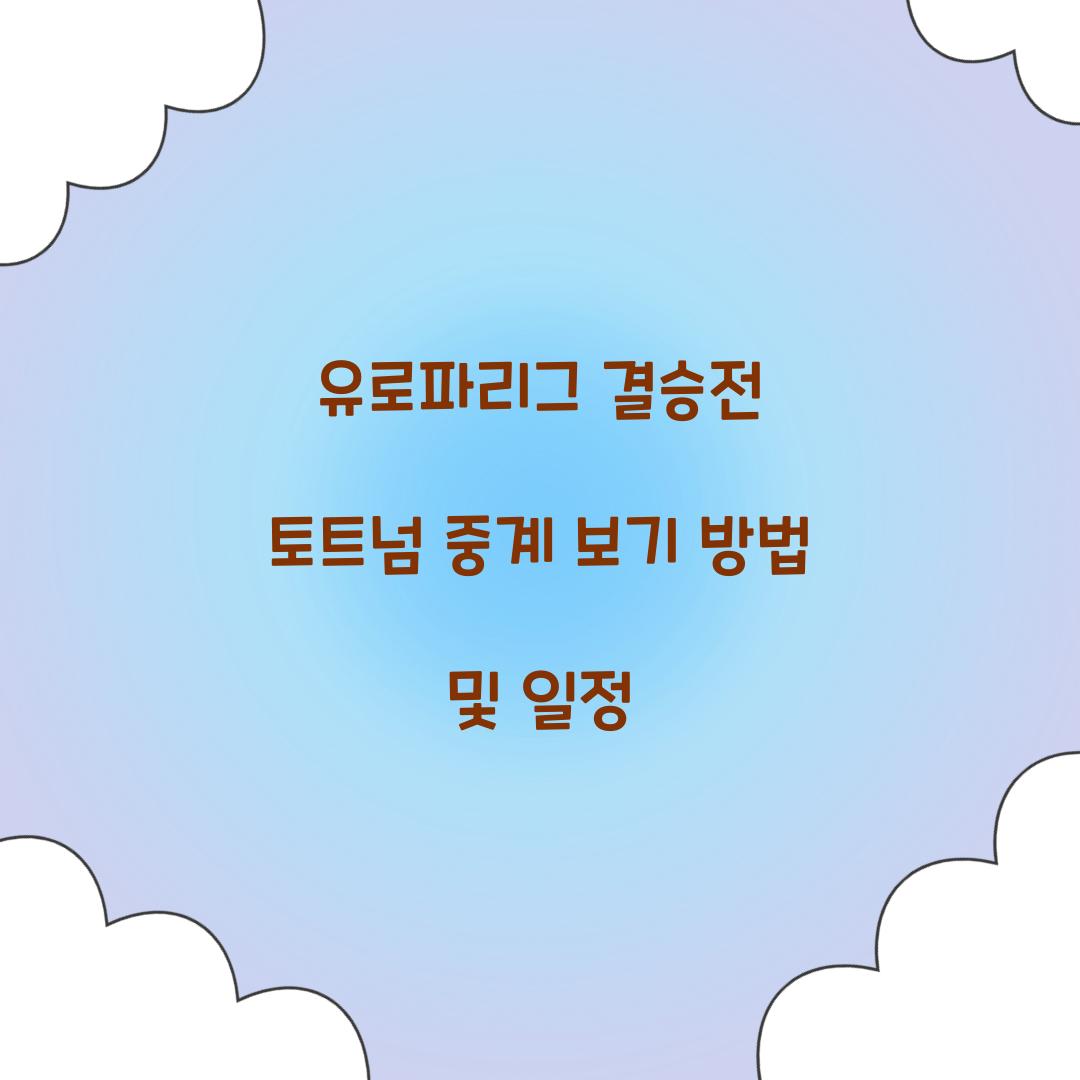 유로파리그 결승전 토트넘 중계 보기