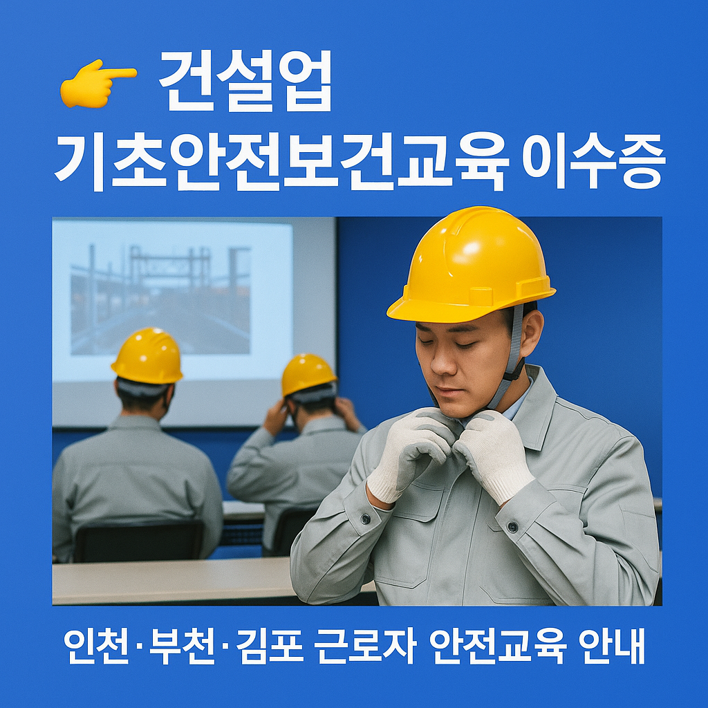 건설업 기초안전보건교육 이수증 인천·부천·김포 현장 근로자 안내