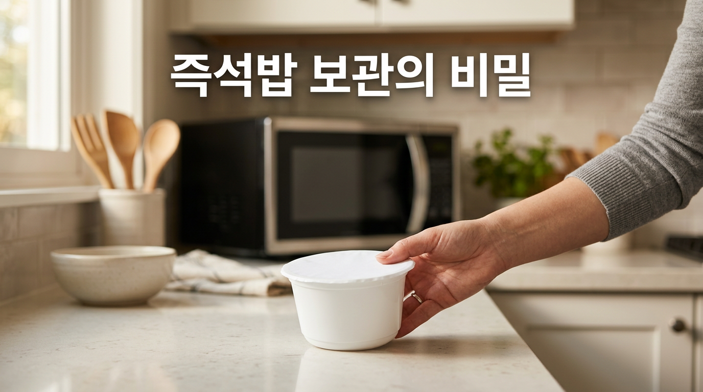 즉석밥 보관과 유통기한을 보여주는 사진