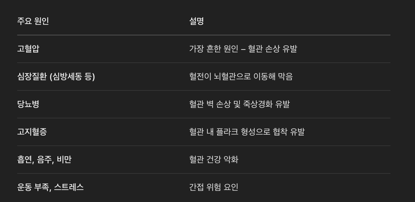 뇌졸중의 원인 &amp; 위험 요인