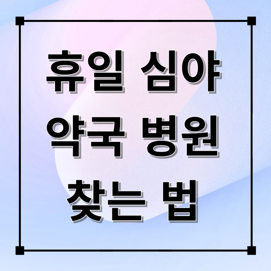 휴일심야 약국병원 찾는 법