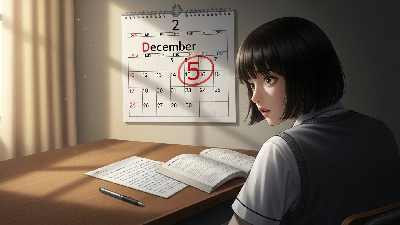 초조하게 수능성적 발표를 기다리는 학생의 모습