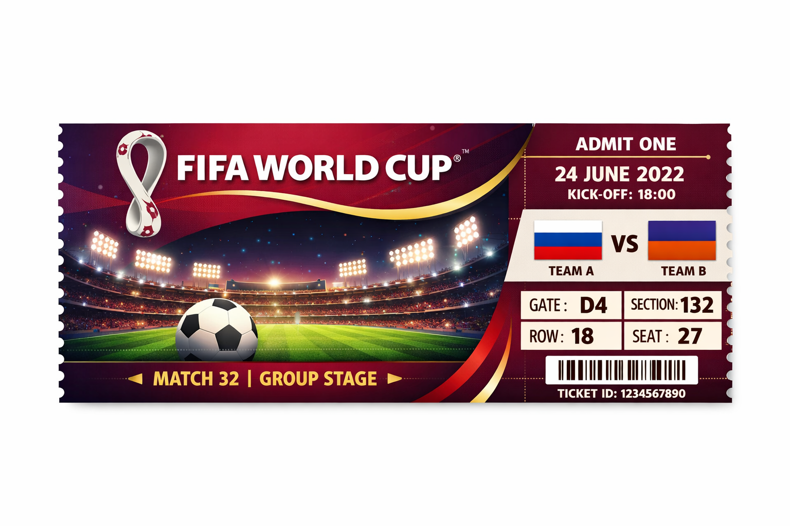 월드컵 축구 티켓 이미지 사진