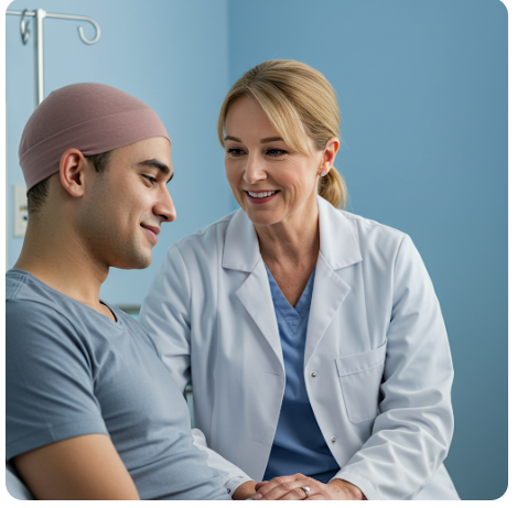 의사와 대화하는 암환자