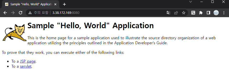 웹 브라우저로 접속 확인