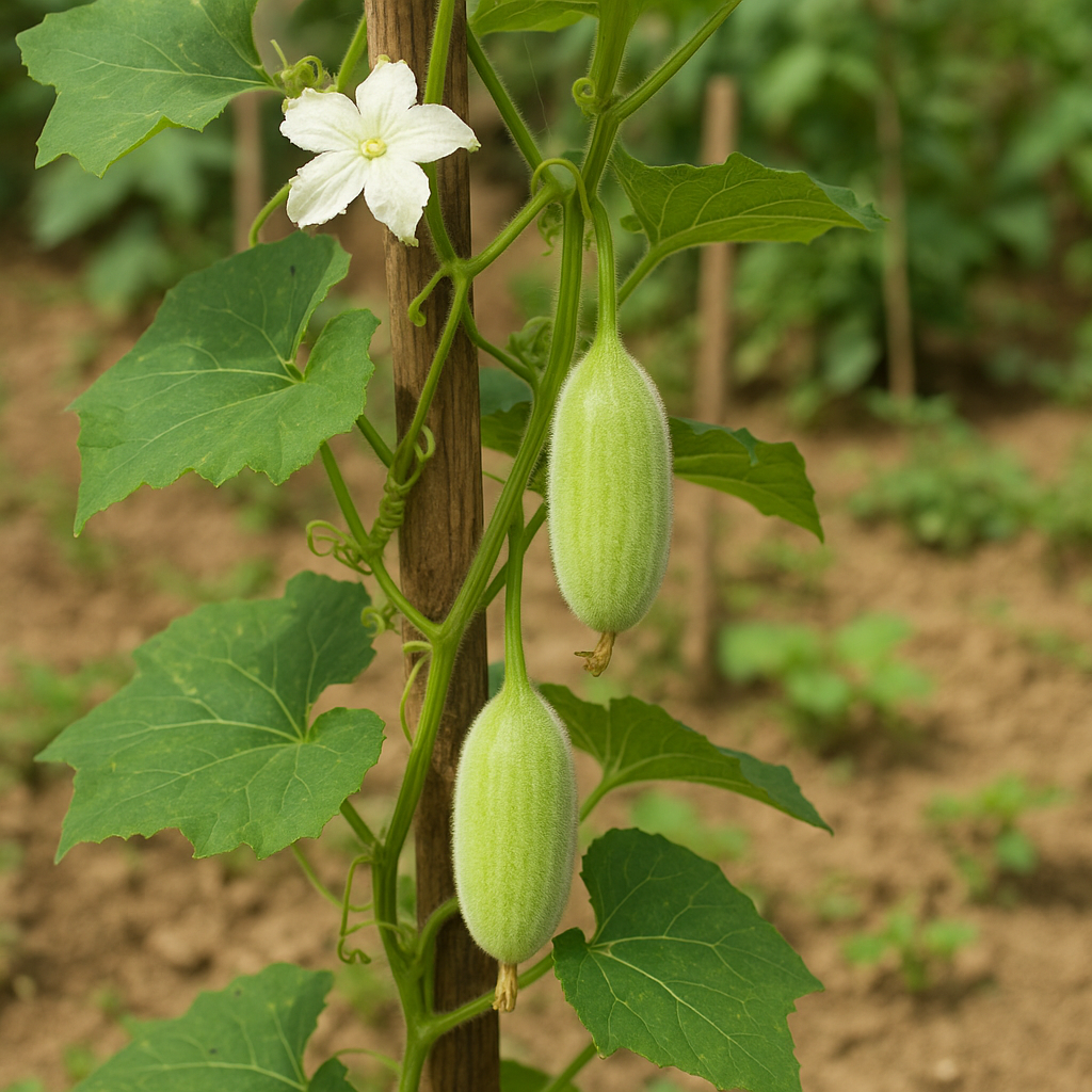 어린 하늘타리 열매와 꽃