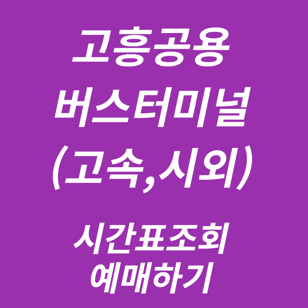 고흥공용버스터미널 시간표 조회, 예매