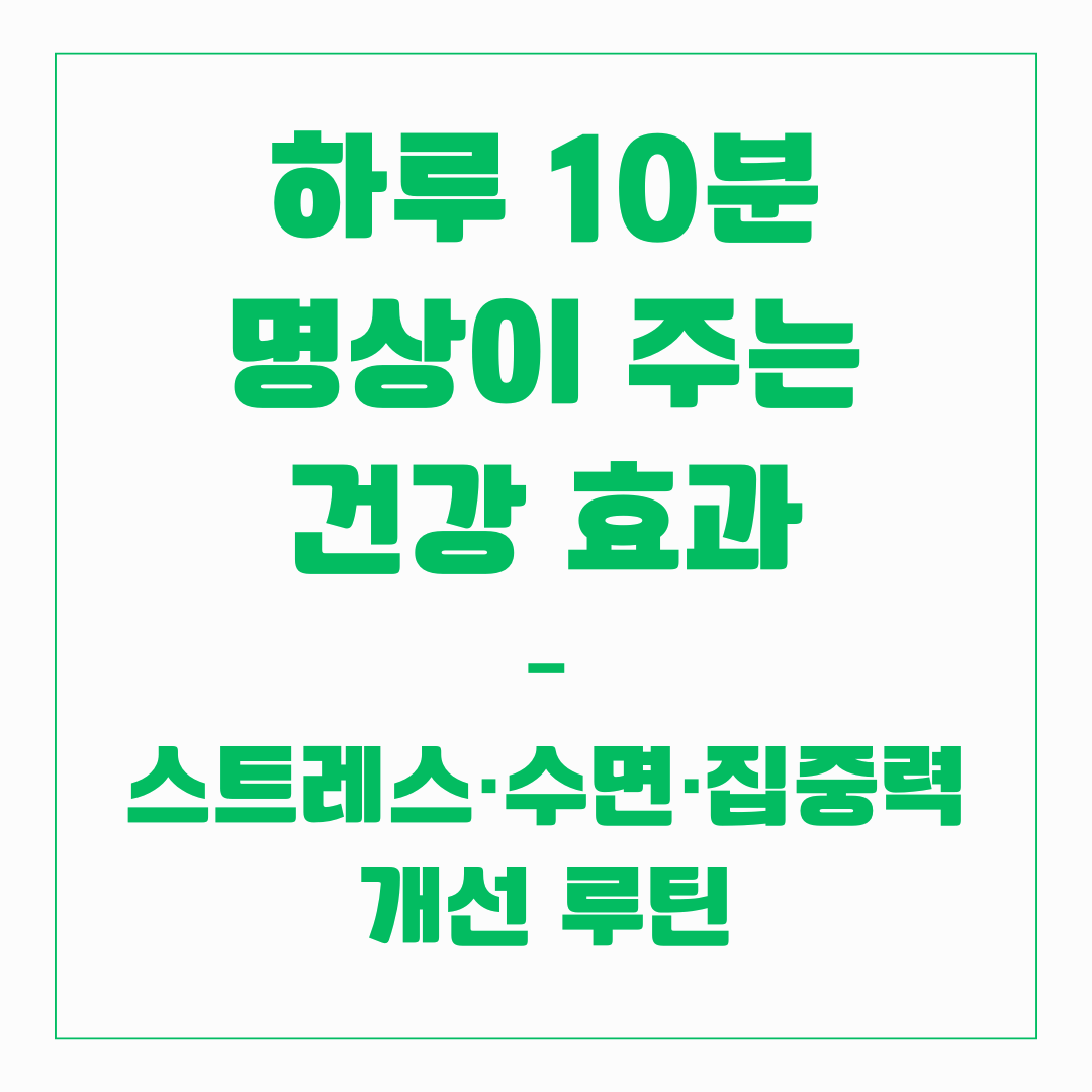 하루 10분 명상이 주는 건강 효과
