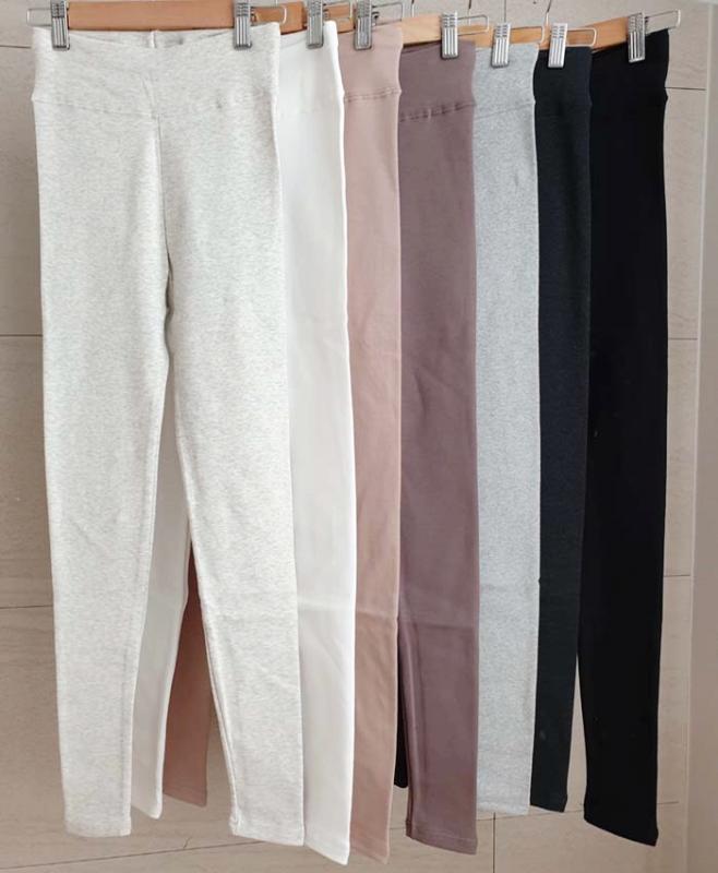 밑위가 긴 가을 겨울 얇은 스판 여성 레깅스 10부 피치 면 기모 쫄바지