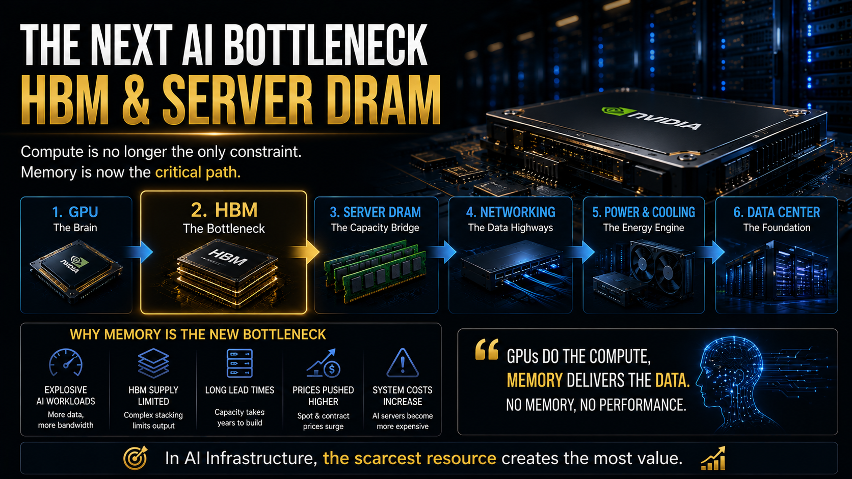 HBM and server DRAM emerge as the next AI infrastructure bottleneck beyond GPUs