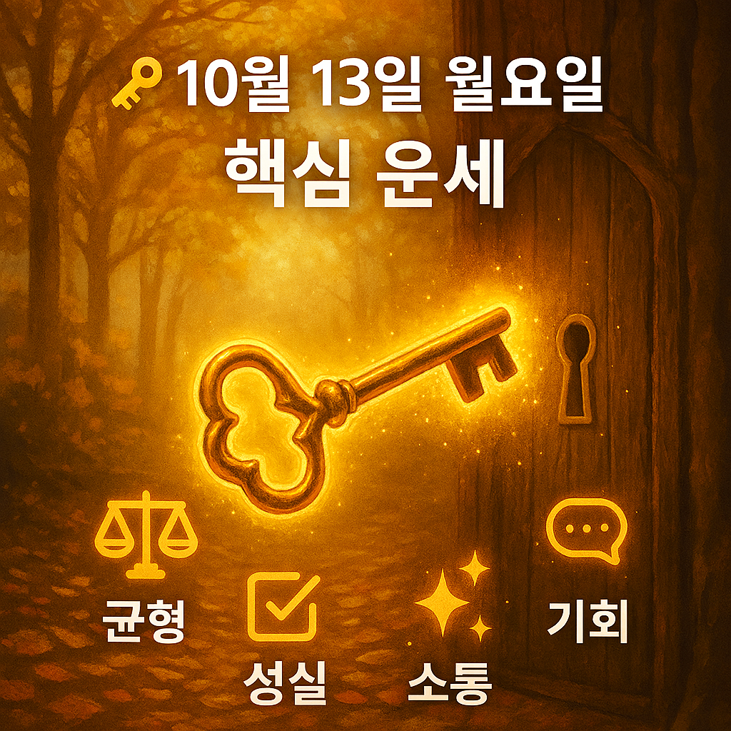 2025년 10월 13일 오늘의 운세｜균형 · 성실 · 기회 · 소통 이미지