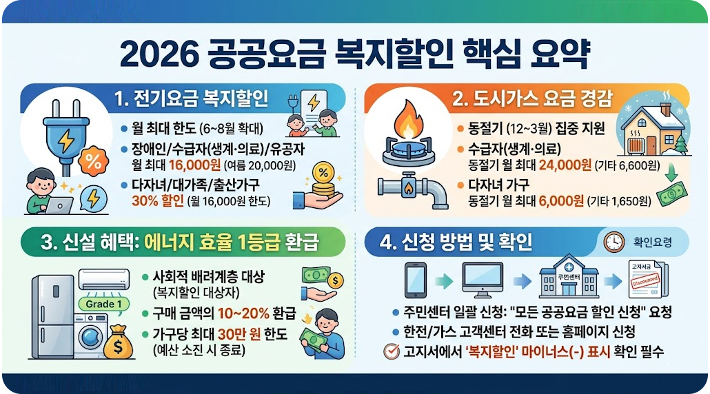 공공요금 복지할인 핵심요약 요약 가이드 이미지