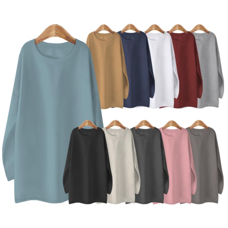 클리어 따뜻한 국내기모 여성 롱티셔츠 44 77 기모롱티 겨울이너