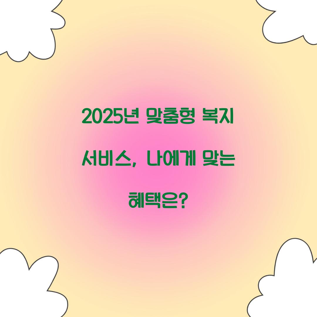 맞춤형 복지 서비스