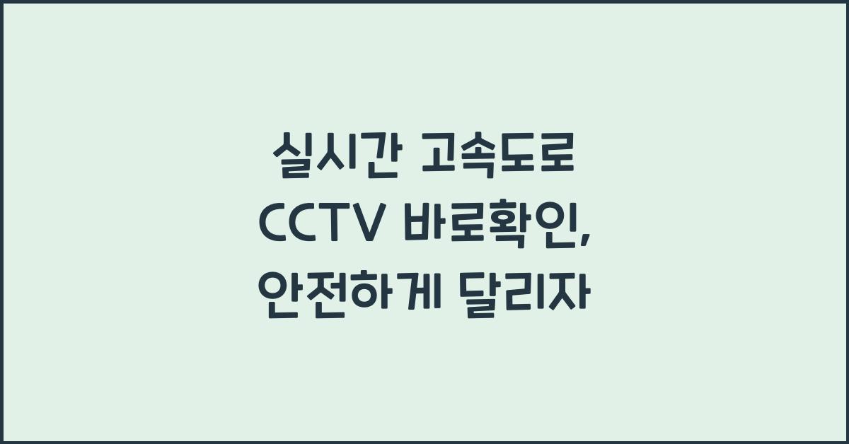 실시간 고속도로 cctv 바로확인