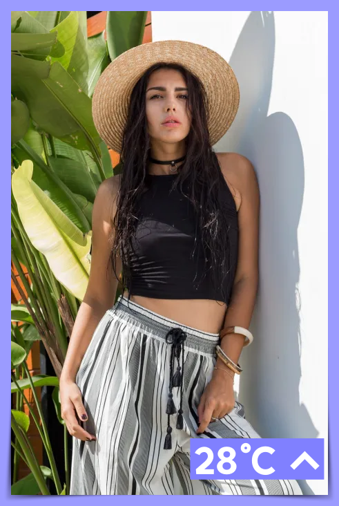 여름 옷차림 모자