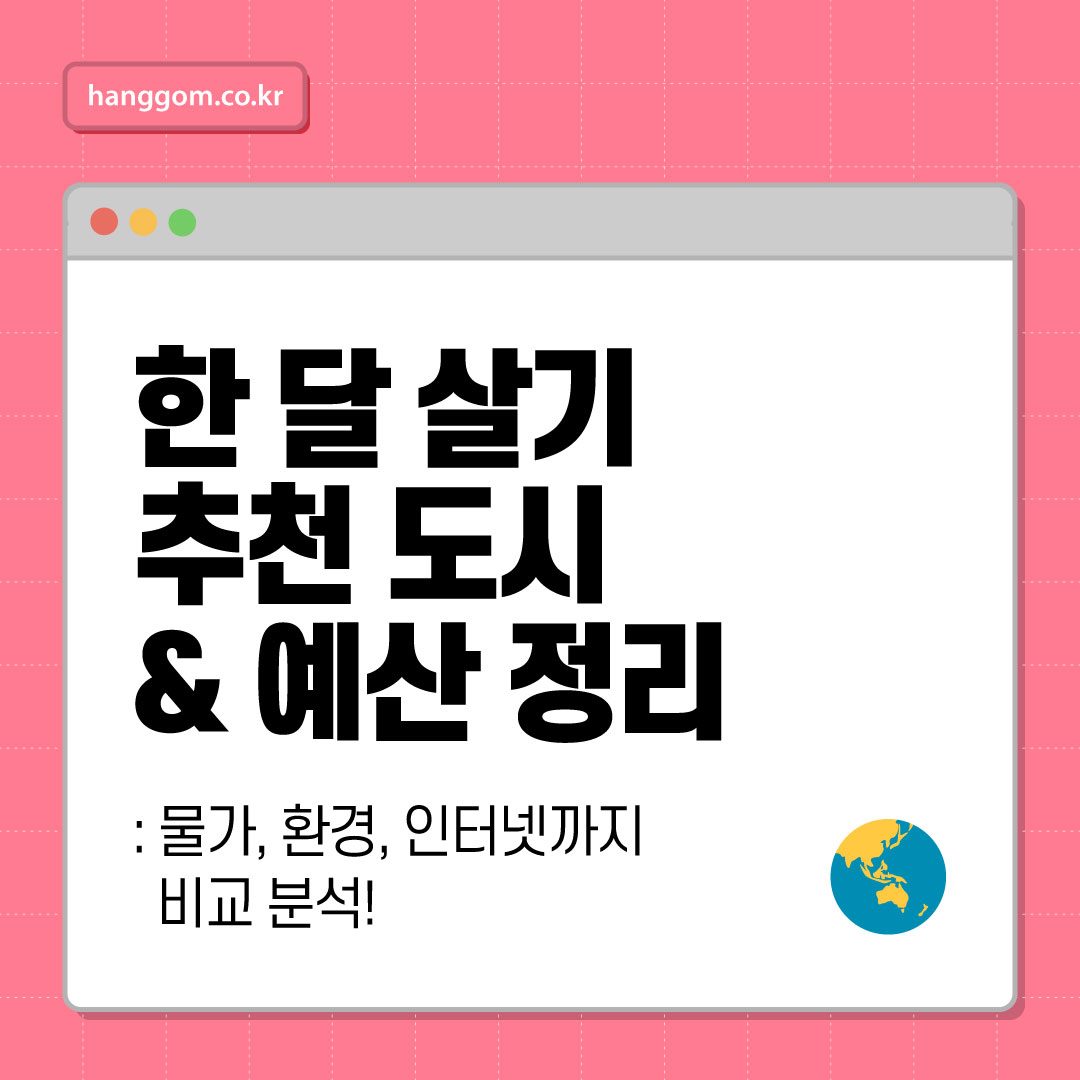 한 달 살기 추천 도시 & 예산 정리: 물가, 환경, 인터넷까지 비교 분석!