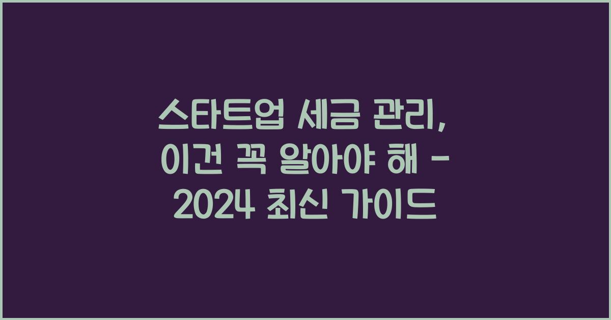 스타트업 세금 관리