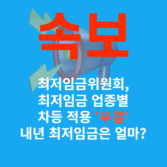 속보 최저임금위원회 최저임금 업정별 차등 적용 부결 내년 최저임금 얼마 확인하기