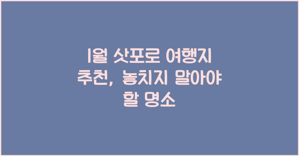 1월 삿포로 여행지 추천