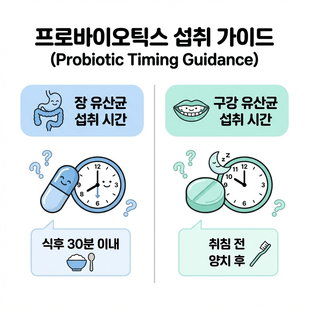 장 유산균과 구강 유산균 섭취 타이밍 안내 이미지