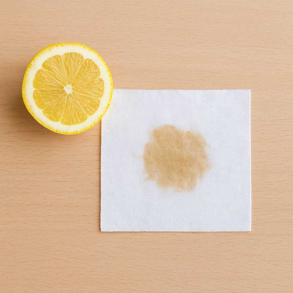레몬즙은 약한 천연 표백제. 커피나 음식 얼룩엔 효과적이지만, 색 있는 옷엔 조심해야 한다.