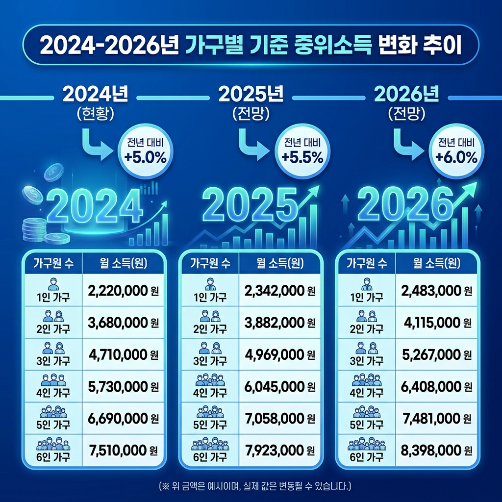 2024~2026 기준 중위소득 3개년 비교