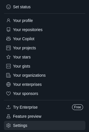 github 프로필 메뉴