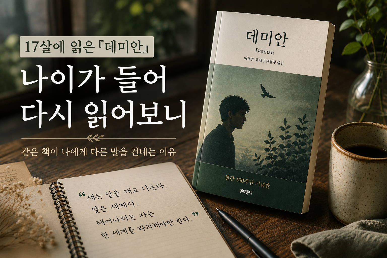 17살에 읽은 헤르만 헤세 『데미안』을 나이가 들어 다시 읽으며 한 문장의 의미를 되새기는 독서 이미지