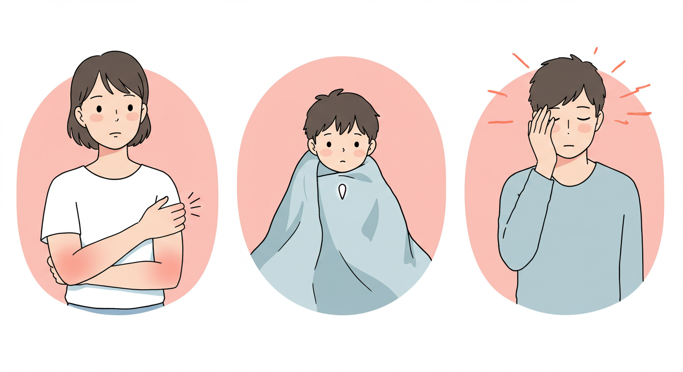 예방주사 후 흔히 나타나는 가벼운 증상 그림