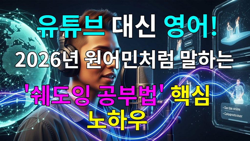 2026년, 쉐도잉으로 원어민처럼 영어 말하기를 연습하는 사람
