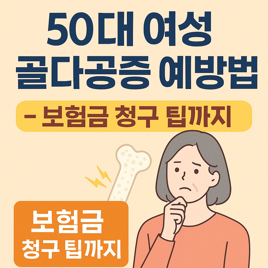 50대 여성 골다공증 예방 방법과 보험금 청구 팁 (2025년 기준)