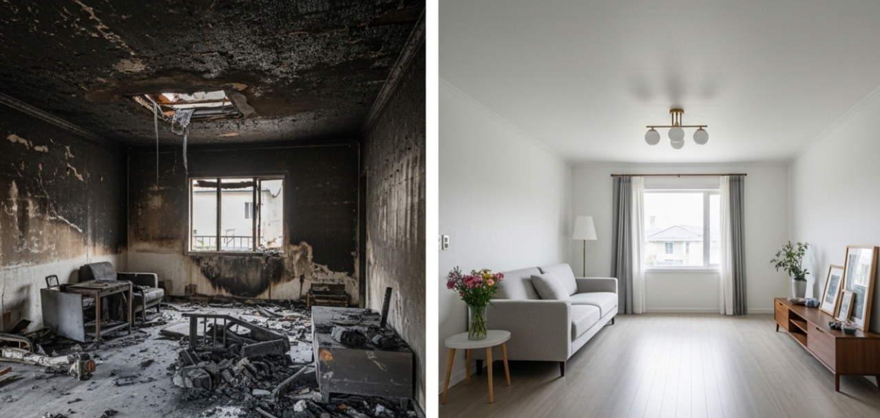 화재청소 전 후 인테리어까지 모습
