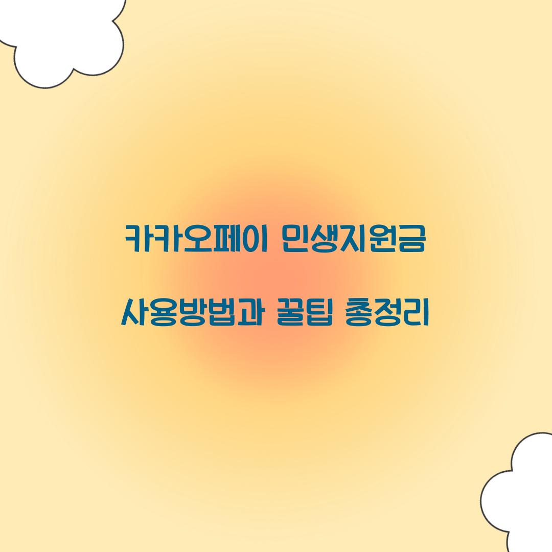 카카오페이 민생지원금 사용방법