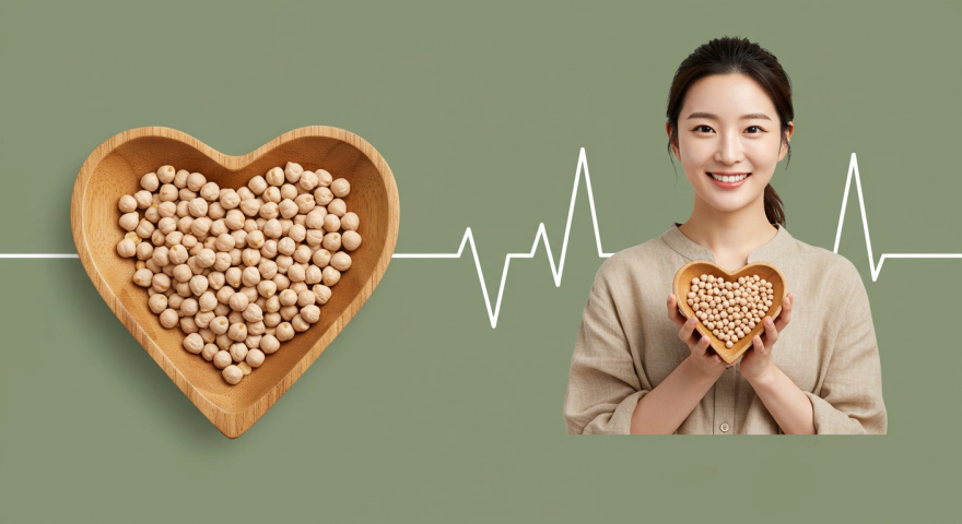 병아리콩으로 심혈관 건강을 상징하는 이미지