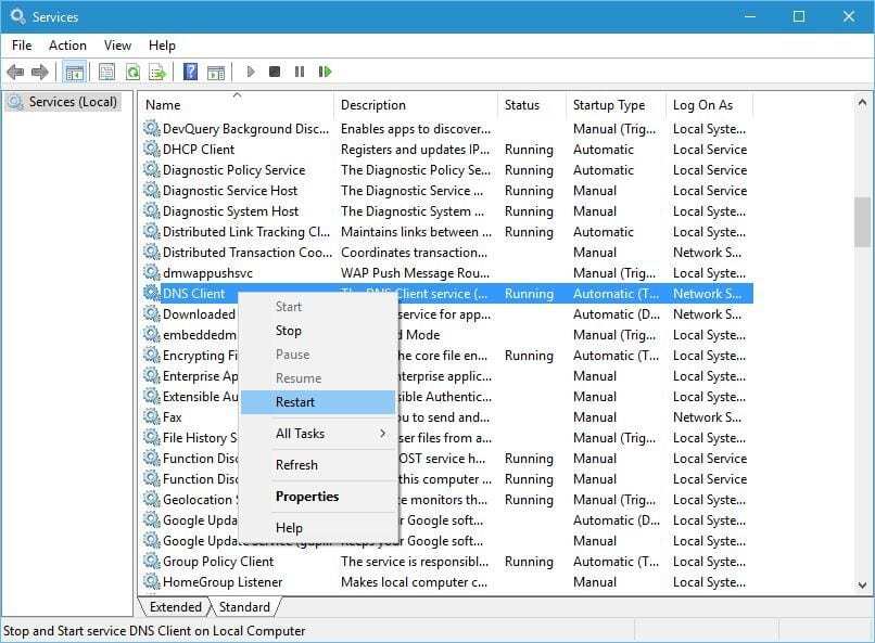 윈도우 서비스 메뉴