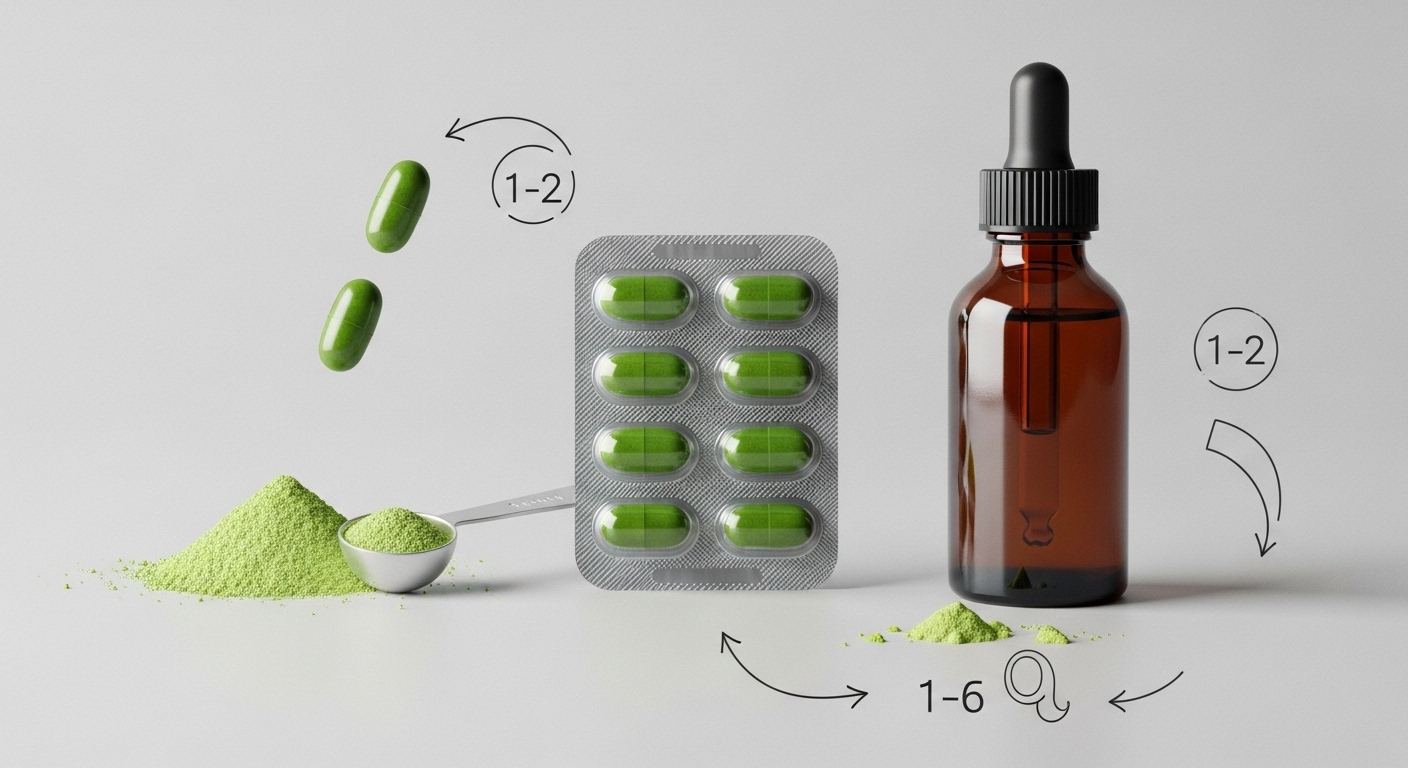 와사비잎-가루로-만든-얄약과-물약이-들어-있는-병이-있습니다.
