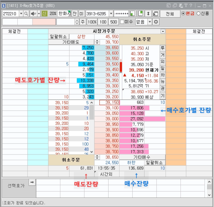 매도잔량-매수잔량