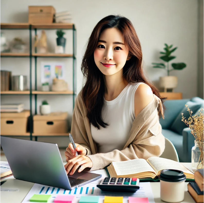 재테크 공부하는 여성 모습