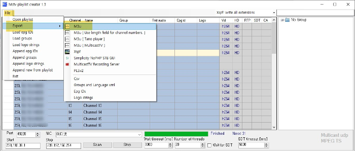 M3U 파일 Export