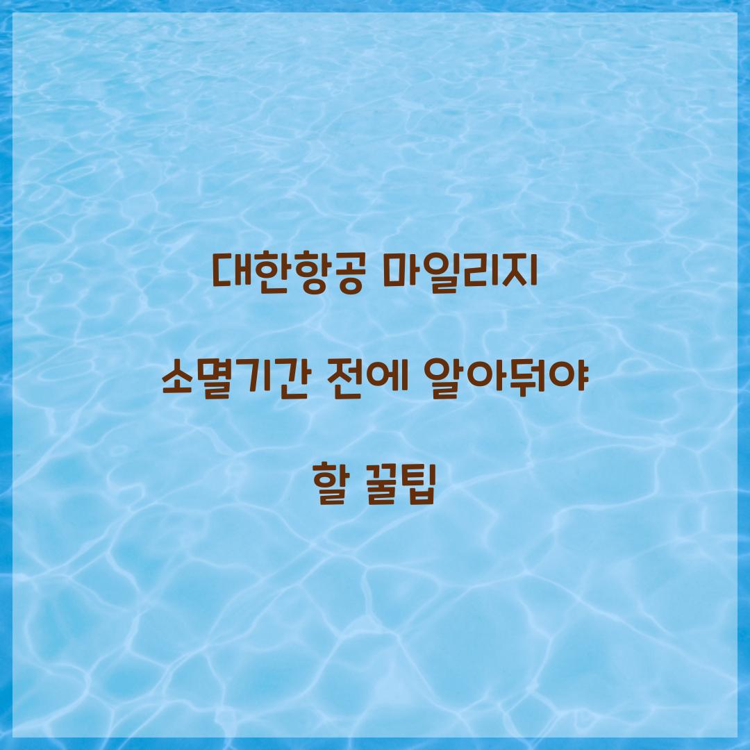 대한항공 마일리지 소멸기간