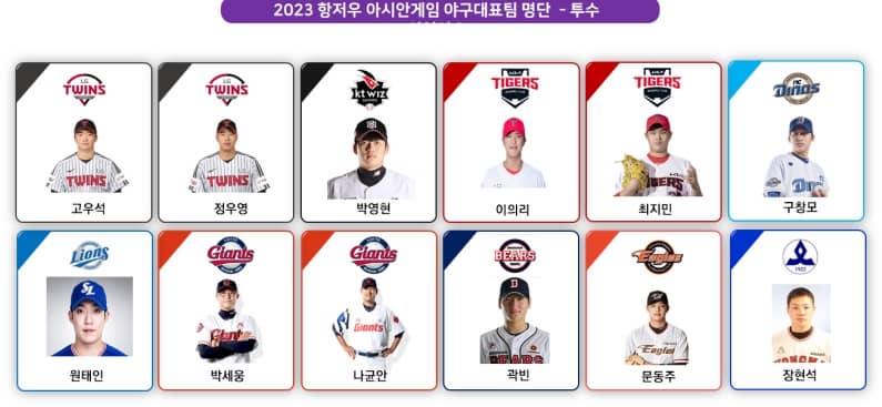 아시안게임 야구 엔트리 이미지